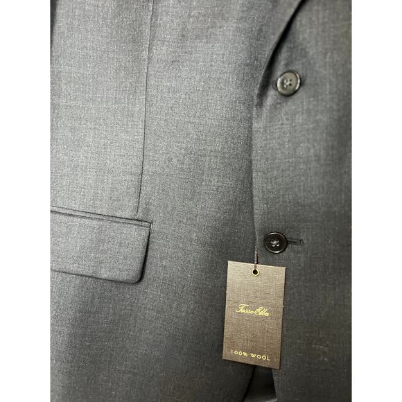 NWT Tasso Elba Solid Two Button Suit Jacket Men's Size 46R 40W Charcoal Gray - Picture 4 of 11